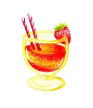 The Cocktail drawing is made with colored pencils