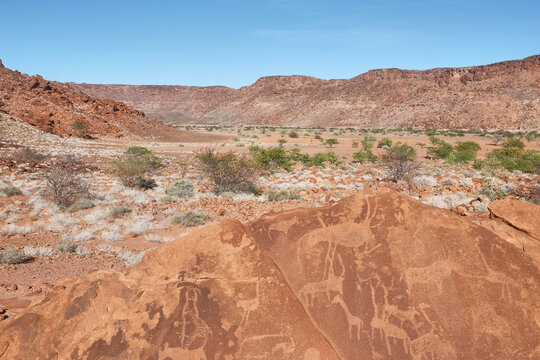 Prehistoric rock paintings, Twyfelfontein, Damaraland, Namibia