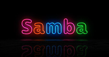 Samba symbol neon light 3d illustration