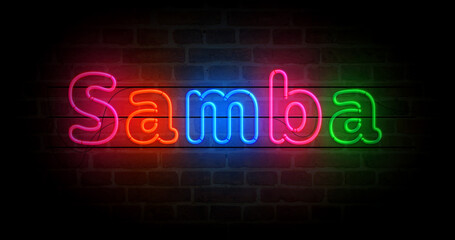Samba symbol neon light 3d illustration
