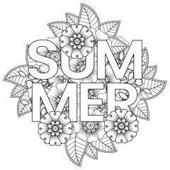 Hello Summer banner template with mehndi flower