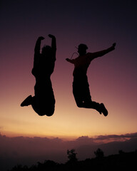 silhouette of jumping person