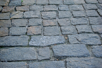 An old stone and tile walkway in the city