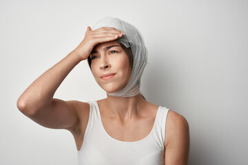 woman with headache treatment medicine trauma patient