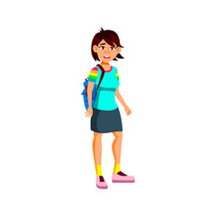 stylish asian girl walking with friend in academy cartoon vector. stylish asian girl walking with friend in academy character. isolated flat cartoon illustration