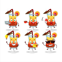 Fototapeta premium Tequila sunrise cartoon character with various types of business emoticons