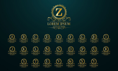 Luxury logo set - logo with ornament baroque style design - premium vector template