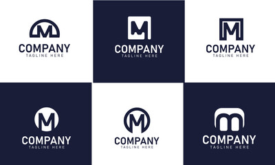 Set of letter M logo - M initial letter logo design template vector