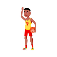 basketball player guy welcoming fans on game cartoon vector. basketball player guy welcoming fans on game character. isolated flat cartoon illustration