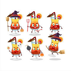 Halloween expression emoticons with cartoon character of tequila sunrise