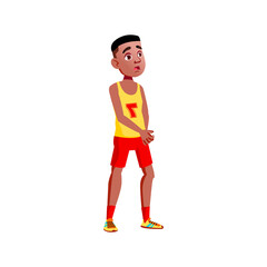 basketball player boy shock from game score cartoon vector. basketball player boy shock from game score character. isolated flat cartoon illustration