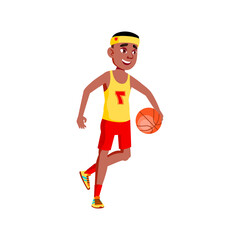 happy african guy play basketball sport game cartoon vector. happy african guy play basketball sport game character. isolated flat cartoon illustration