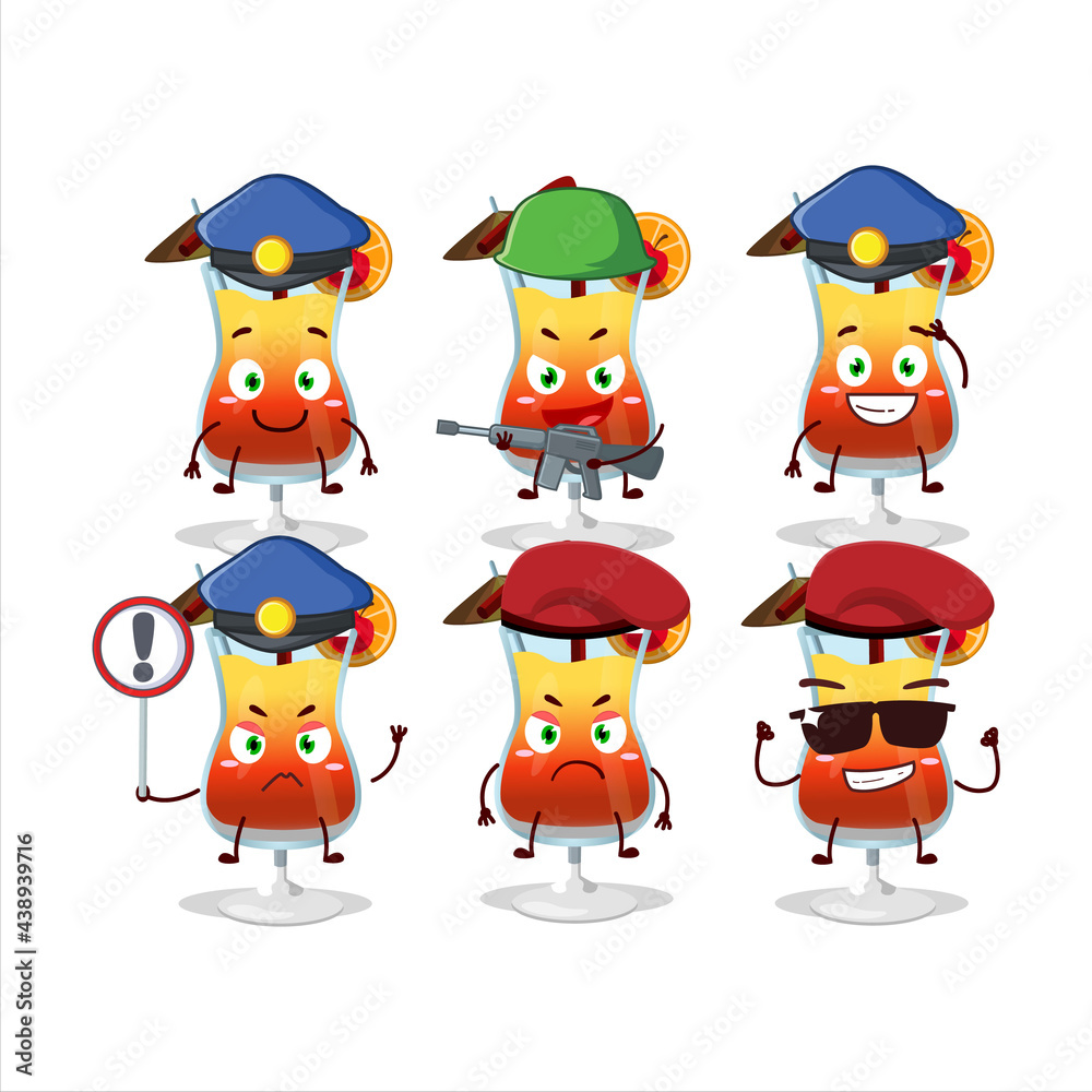 Poster A dedicated Police officer of tequila sunrise mascot design style