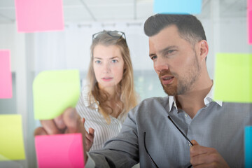 business people meeting at office and use post it notes