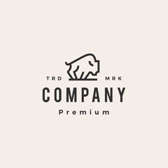 bison outline monoline hipster vintage logo vector icon illustration © gaga vastard