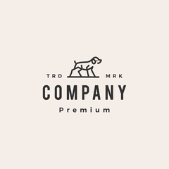 dog monoline outline hipster vintage logo vector icon illustration