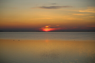 Wadden Sea: the sunset over the island of Langeoog - a play of colors