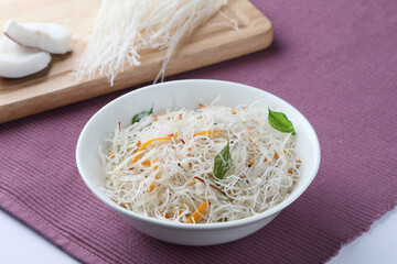 Rice Vermicelli cooked with coconut. Healthy south Indian breakfast