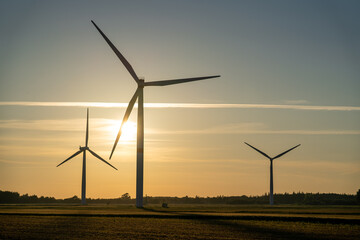 Fototapeta premium Sonnenuntergang Windräder