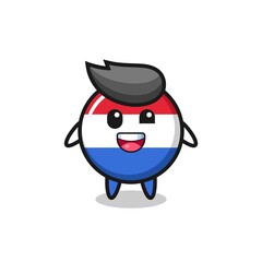 illustration of an netherlands flag badge character with awkward poses