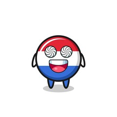 Obraz premium cute netherlands flag badge character with hypnotized eyes