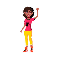 youth african lady on feminism meeting cartoon vector. youth african lady on feminism meeting character. isolated flat cartoon illustration