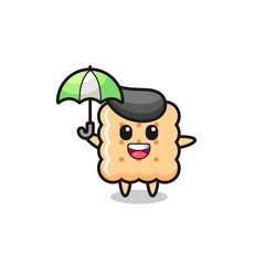 cute cracker illustration holding an umbrella