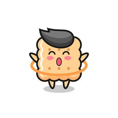 cute cracker cartoon is playing hula hoop