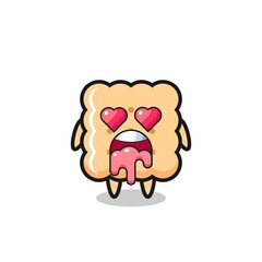 the falling in love expression of a cute cracker with heart shaped eyes