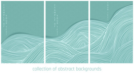 collection of green and silver vector japanese abstract waves