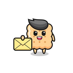 cartoon illustration of cracker holding a yellow letter