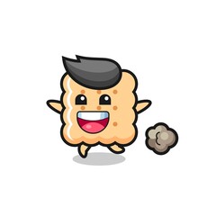 the happy cracker cartoon with running pose