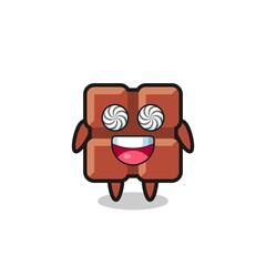 cute chocolate bar character with hypnotized eyes