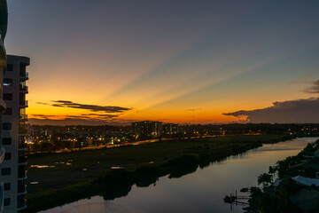 Fototapeta premium winter sunset wit clouds