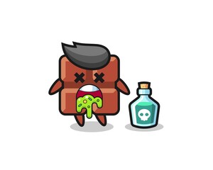 illustration of an chocolate bar character vomiting due to poisoning