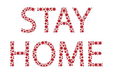 Inscription from viruses stay at home on a white background, quarantine concept, vector illustration