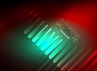 Bright neon color techno abstract background, shiny glowing neon lines in the dark background