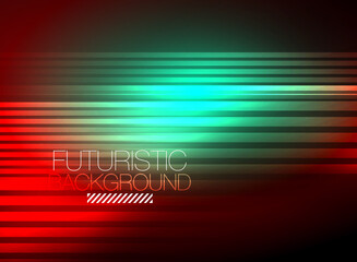 Bright neon color techno abstract background, shiny glowing neon lines in the dark background