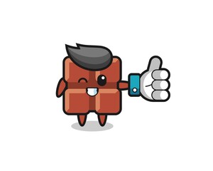 cute chocolate bar with social media thumbs up symbol