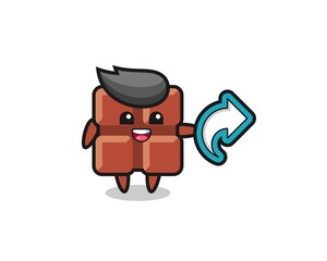 Fototapeta premium cute chocolate bar hold social media share symbol