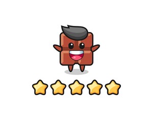 the illustration of customer best rating, chocolate bar cute character with 5 stars