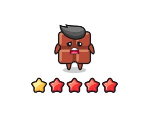 the illustration of customer bad rating, chocolate bar cute character with 1 star