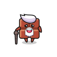 cute chocolate bar grandpa is holding a stick