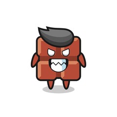 evil expression of the chocolate bar cute mascot character