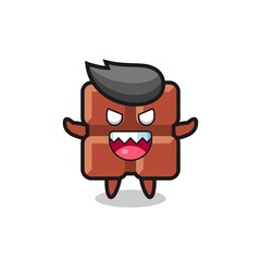 illustration of evil chocolate bar mascot character