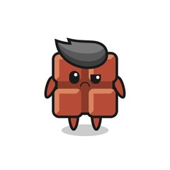 the mascot of the chocolate bar with sceptical face