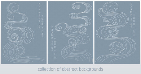collection of blue abstract japanese style lines wave
