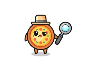 the mascot of cute pizza as a detective