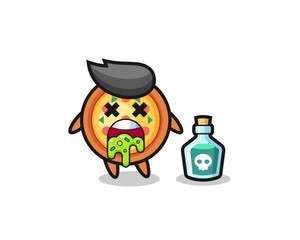 illustration of an pizza character vomiting due to poisoning