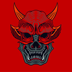 Red skull demon with horn